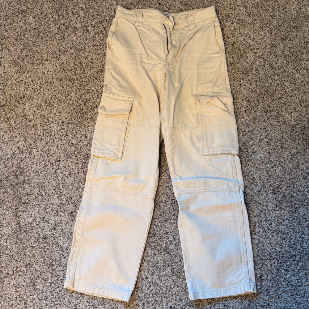 TNA Cream Cargo Pants with Utility Design